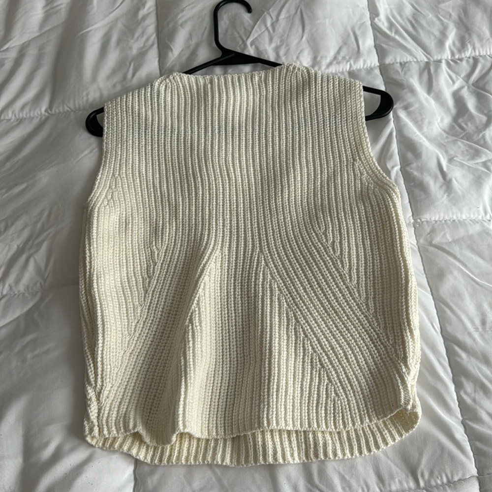 Zara Cream Ribbed Knit Tank Top - Picture 3 of 3